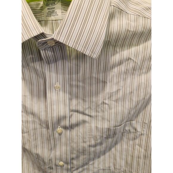 Brooks Brothers Shirt Mens 15.5 34 Medium Blue Gray Striped Regent Dress Preppy - Picture 2 of 9